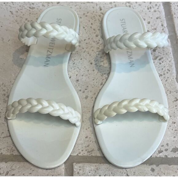 Stuart Weitzman BRAIDA SAWYER JELLY SANDAL White Braided Straps Slide Size 8 - Picture 5 of 15